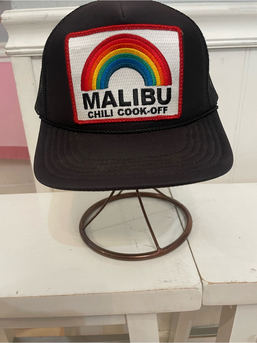 Aviator Nation Black unisex Trucker Hat with Rainbow Patch